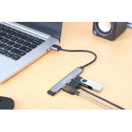 Manhattan 168427 keskitin USB 3.2 Gen 1 (3.1 Gen 1) Type-A 5000 Mbit s Harmaa