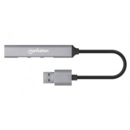 Manhattan 168427 keskitin USB 3.2 Gen 1 (3.1 Gen 1) Type-A 5000 Mbit s Harmaa
