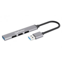 Manhattan 168427 keskitin USB 3.2 Gen 1 (3.1 Gen 1) Type-A 5000 Mbit s Harmaa
