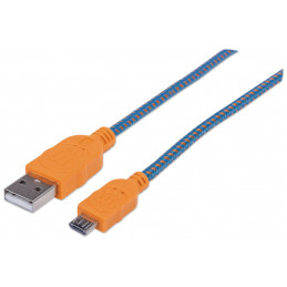 Manhattan 394024 USB-kaapeli 1 m USB 2.0 USB A Micro-USB B Sininen