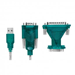 LogiLink UA0042B sarjamuunnin -toistin -eristin USB 2.0 RS-232 Vihreä, Läpinäkyvä