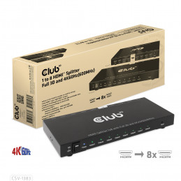 CLUB3D 1 to 8 HDMI™ Splitter Full 3D and 4K60Hz(600MHz)