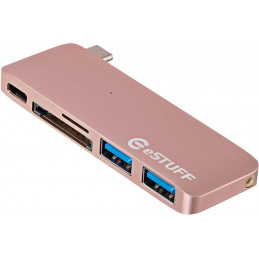 eSTUFF ES84121-ROSE kannettavien tietokoneiden telakka ja porttitoistin USB 3.2 Gen 2 (3.1 Gen 2) Type-C Ruusukulta