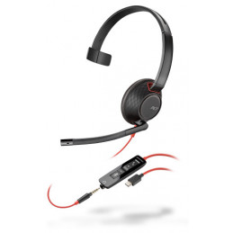 POLY Blackwire 5210 Kuulokkeet Langallinen Pääpanta Puhelut Musiikki USB Type-C Musta, Punainen
