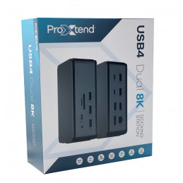 ProXtend DOCK2XUSB4 kannettavien tietokoneiden telakka ja porttitoistin Langallinen USB4 Harmaa