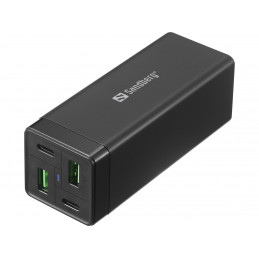 Sandberg 4in1 Charger 2xUSB-C 2xUSB 65W virta-adapteri ja vaihtosuuntaaja Sisätila Musta