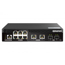 QNAP QSW-M2106PR-2S2T verkkokytkin Hallittu L2 10G Ethernet (100 1000 10000) Power over Ethernet -tuki 1U Musta