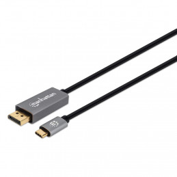 Manhattan 354844 videokaapeli-adapteri 2 m USB Type-C DisplayPort Musta, Hopea