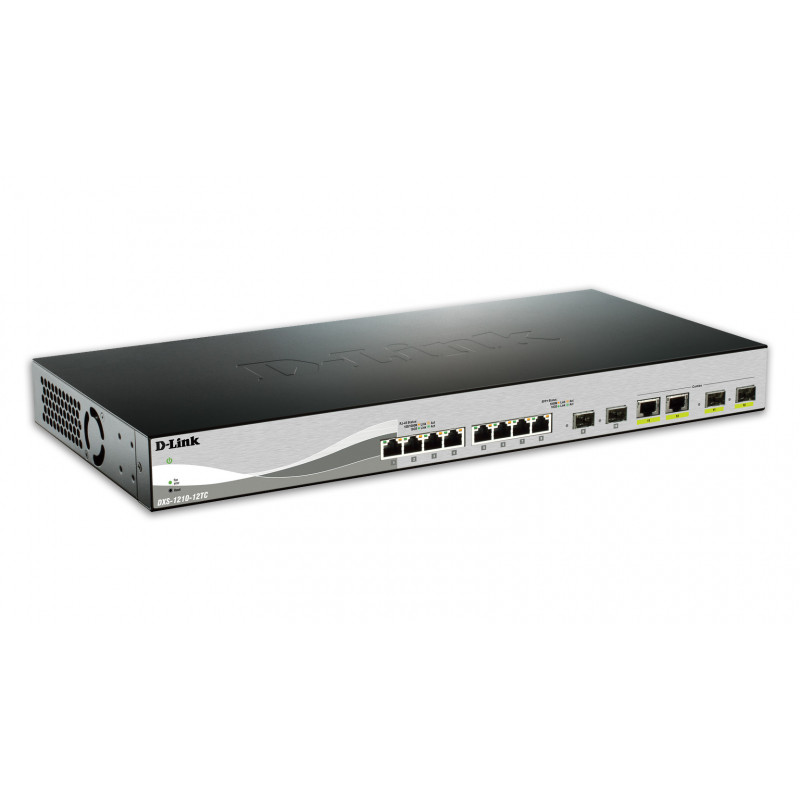 D-Link DXS-1210-12TC E verkkokytkin Hallittu L2 10G Ethernet (100 1000 10000) 1U Musta, Hopea
