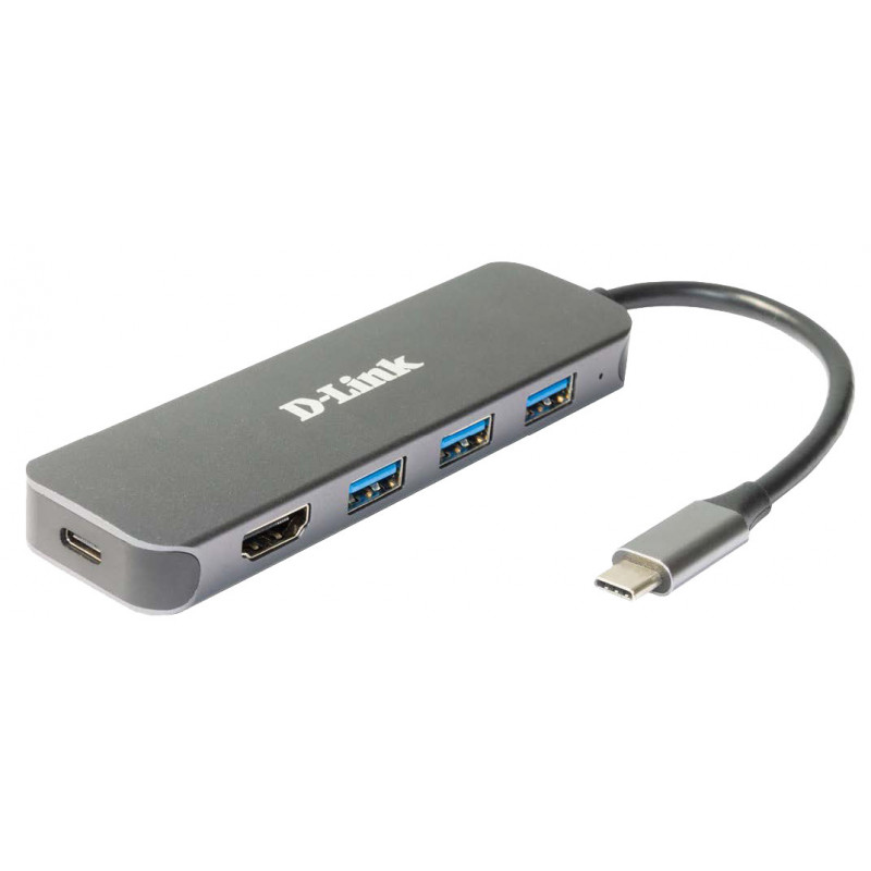 D-Link DUB-2333 kannettavien tietokoneiden telakka ja porttitoistin Langallinen USB Type-C Harmaa