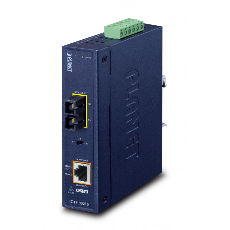 PLANET IP30 Industrial 10 100 1000BAS verkon mediamuunnin 1000 Mbit s Sininen