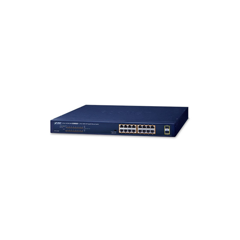 PLANET GSW-1820HP verkkokytkin Hallitsematon Gigabit Ethernet (10 100 1000) Power over Ethernet -tuki 1U Sininen