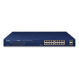 PLANET GSW-1820HP verkkokytkin Hallitsematon Gigabit Ethernet (10 100 1000) Power over Ethernet -tuki 1U Sininen
