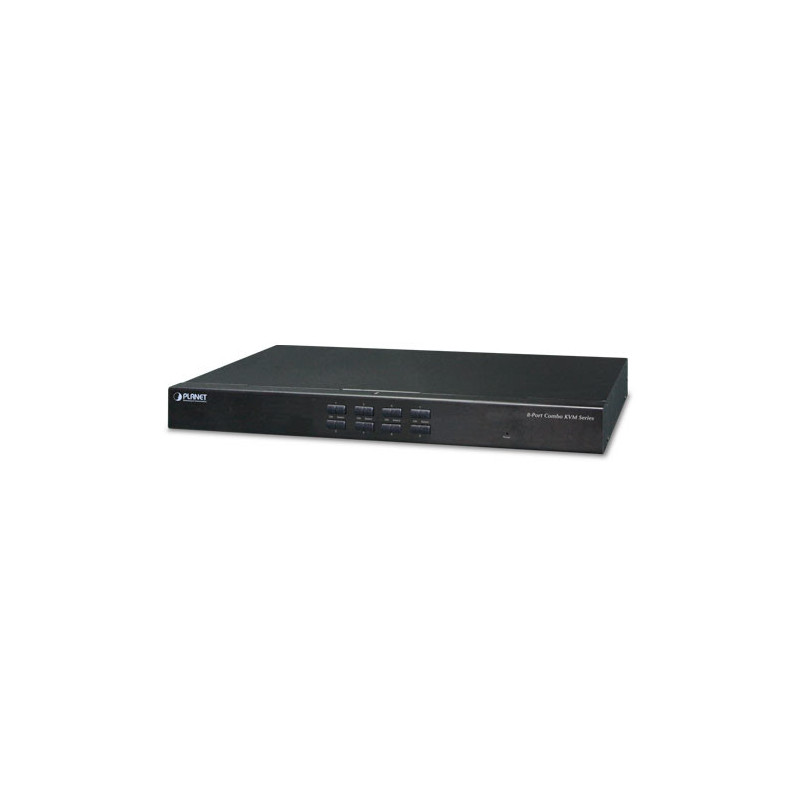 PLANET KVM-210-08 KVM-kytkin Telineasennus Musta