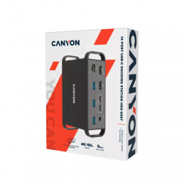 Canyon CNS-HDS95ST kannettavien tietokoneiden telakka ja porttitoistin Telakointi USB 3.2 Gen 2 (3.1 Gen 2) Type-C Musta
