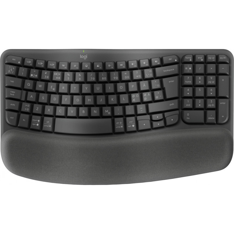 Logitech Wave Keys näppäimistö RF Wireless + Bluetooth QWERTY Tanska, Suomi, Norjalainen, Ruotsi Grafiitti