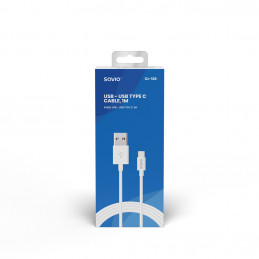 Savio CL-126 USB-kaapeli 1 m USB 2.0 USB C USB A Valkoinen