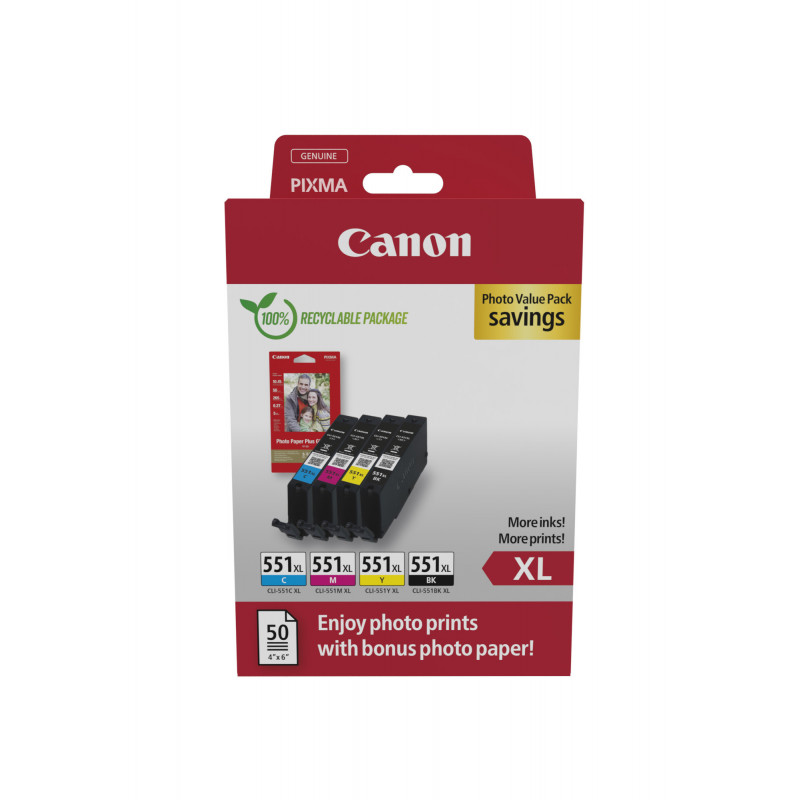 Canon 6443B008 mustekasetti 4 kpl Alkuperäinen Korkea (XL) värintuotto Musta, Syaani, Magenta, Keltainen