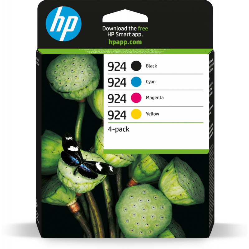 HP 924 alkuperäinen CMYK mustepatruuna, 4-pakkaus