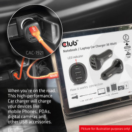 CLUB3D USB KFZ-Ladegerät 1xUSB C 2xUSB A 36W 12 24V retail