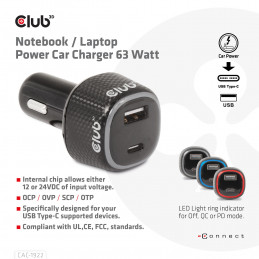 CLUB3D USB KFZ-Ladegerät 1xUSB C A 63W 12 24V retail