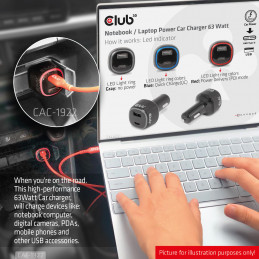 CLUB3D USB KFZ-Ladegerät 1xUSB C A 63W 12 24V retail