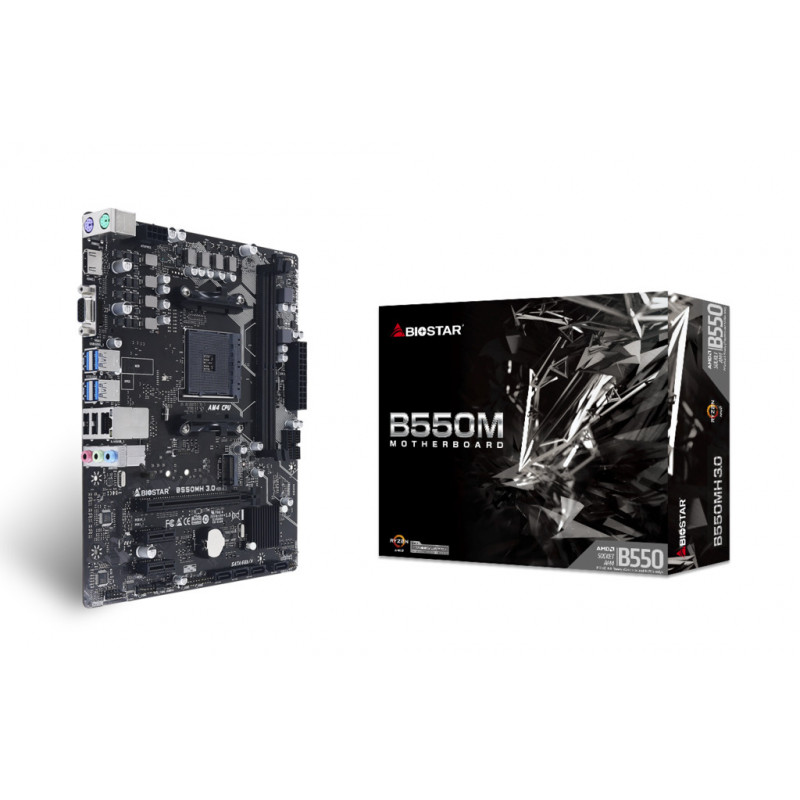 Biostar B550MH 3.0 emolevy AMD B550 Kanta AM4 mikro ATX