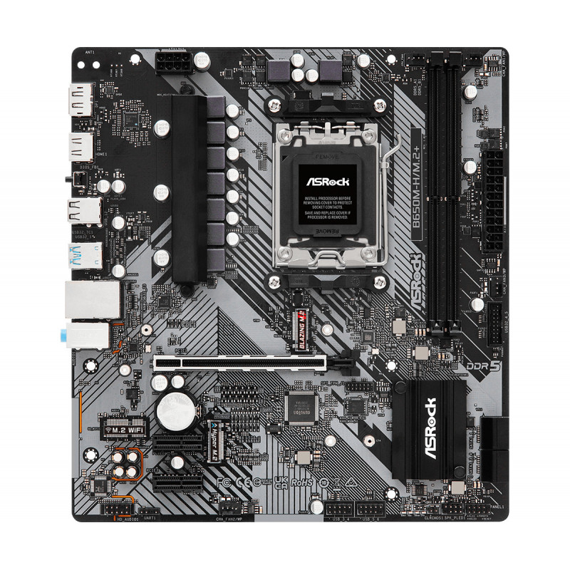 Asrock B650M-H M.2+ AMD B650 Pistoke AM5 mikro ATX