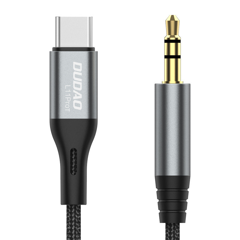 DUDAO audio cable USB-C - mini jack 3.5mm 1m gray L11PROT - Kabel - Audio Multimedia USB-kaapeli USB C Harmaa