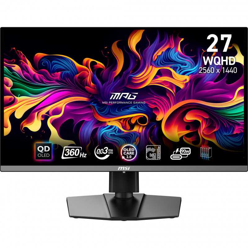 MSI MPG 271QRX QD-OLED tietokoneen litteä näyttö 67,3 cm (26.5") 2560 x 1440 pikseliä Wide Quad HD QDOLED Musta