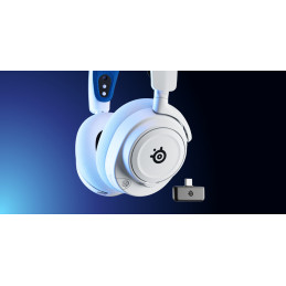 Steelseries ARCTIS NOVA 7P WHITE Kuulokkeet Langaton Pääpanta Pelaaminen Bluetooth Sininen, Valkoinen