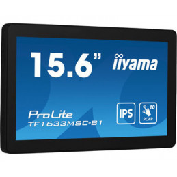 iiyama ProLite TF1633MSC-B1 tietokoneen litteä näyttö 39,6 cm (15.6") 1920 x 1080 pikseliä Full HD Kosketusnäyttö Musta