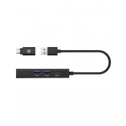 ICY BOX IB-HUB1439-LAN Langallinen USB 3.2 Gen 1 (3.1 Gen 1) Type-A Musta