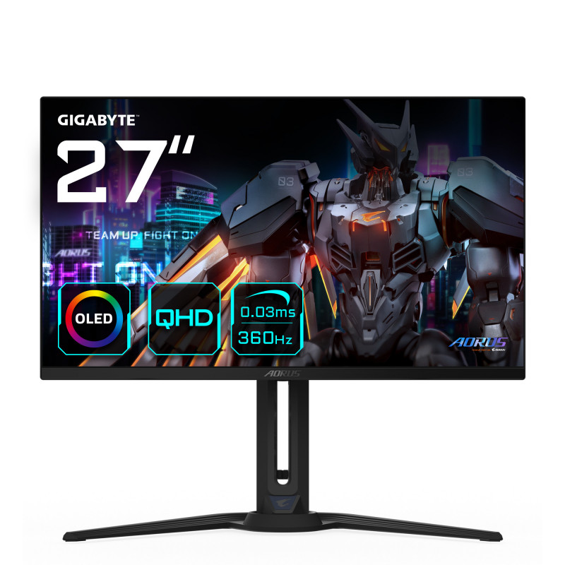 AORUS FO27Q3 tietokoneen litteä näyttö 68,6 cm (27") 2560 x 1440 pikseliä Quad HD OLED Musta