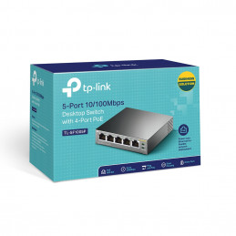 TP-Link TL-SF1005P verkkokytkin Hallitsematon Fast Ethernet (10 100) Power over Ethernet -tuki Musta