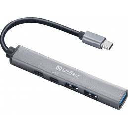 Sandberg 336-50 keskitin USB Type-C 5000 Mbit s Harmaa