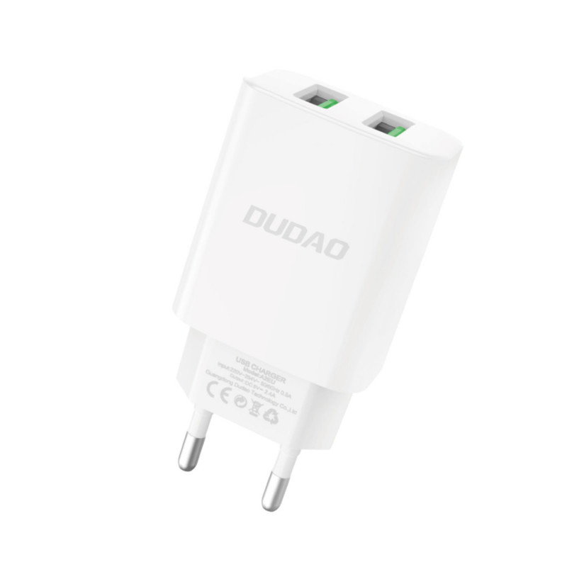 DUDAO EU charger 2 x USB 2.4A 5V DC white Universaali Valkoinen AC Sisätila