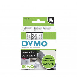DYMO D1 - vakiopolyesteritarrat - Musta on kirkas -9mm x 7m