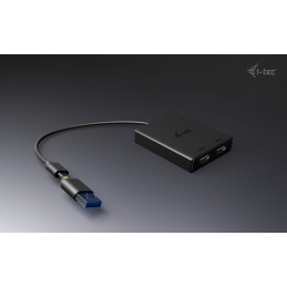 i-tec CADUAL4KDP videokaapeli-adapteri 0,27 m USB Type-A USB Type-C 2 x DisplayPort musta