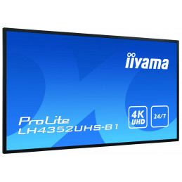 iiyama LH4352UHS-B1 infonäyttö Digitaalinen litteä infotaulu 108 cm (42.5") IPS 500 cd m² 4K Ultra HD musta Sisäänrakennettu