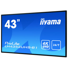 iiyama LH4352UHS-B1 infonäyttö Digitaalinen litteä infotaulu 108 cm (42.5") IPS 500 cd m² 4K Ultra HD musta Sisäänrakennettu