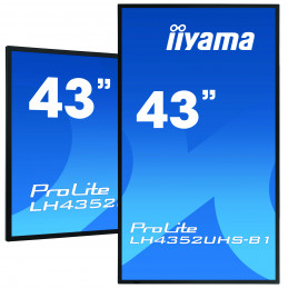 iiyama LH4352UHS-B1 infonäyttö Digitaalinen litteä infotaulu 108 cm (42.5") IPS 500 cd m² 4K Ultra HD musta Sisäänrakennettu