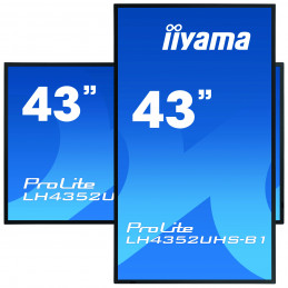 iiyama LH4352UHS-B1 infonäyttö Digitaalinen litteä infotaulu 108 cm (42.5") IPS 500 cd m² 4K Ultra HD musta Sisäänrakennettu
