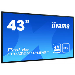 iiyama LH4352UHS-B1 infonäyttö Digitaalinen litteä infotaulu 108 cm (42.5") IPS 500 cd m² 4K Ultra HD musta Sisäänrakennettu