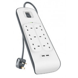 Belkin BSV604AF2M ylijännitesuoja Valkoinen 6 AC-pistorasia(a) 2 m