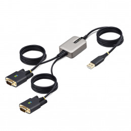 StarTech.com 2P6FFC-USB-SERIAL kaapelin sukupuolenvaihtaja USB-A 2 x DB-9 RS-232 musta, Harmaa
