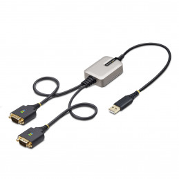 StarTech.com 2P1FFC-USB-SERIAL kaapelin sukupuolenvaihtaja USB-A 2 x DB-9 RS-232 musta, Harmaa