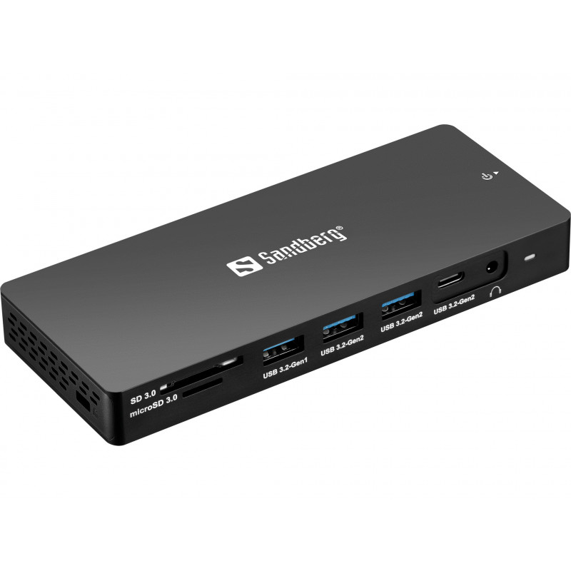Sandberg 136-61 kannettavien tietokoneiden telakka ja porttitoistin Langallinen USB 3.2 Gen 1 (3.1 Gen 1) Type-C Harmaa