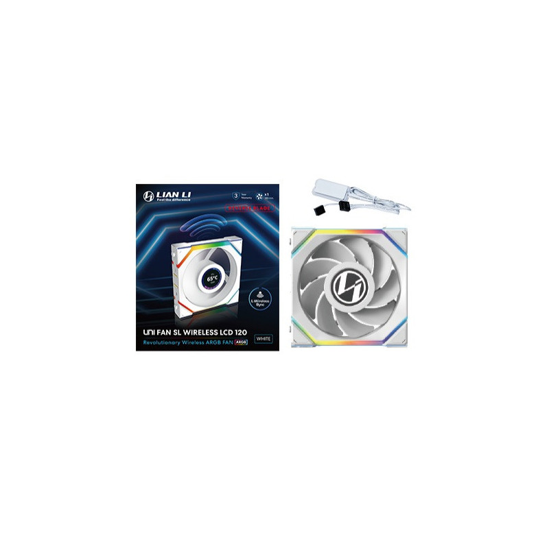 Lian Li UNI FAN SL Wireless LCD 120 Reverse Blade Tietokonekotelo Tuuletin 12 cm Valkoinen 1 kpl