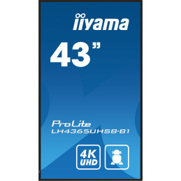 iiyama LH4365UHSB-B1 infonäyttö Kioskimalli 108 cm (42.5") LED Wi-Fi 800 cd m² 4K Ultra HD musta Sisäänrakennettu prosessori
